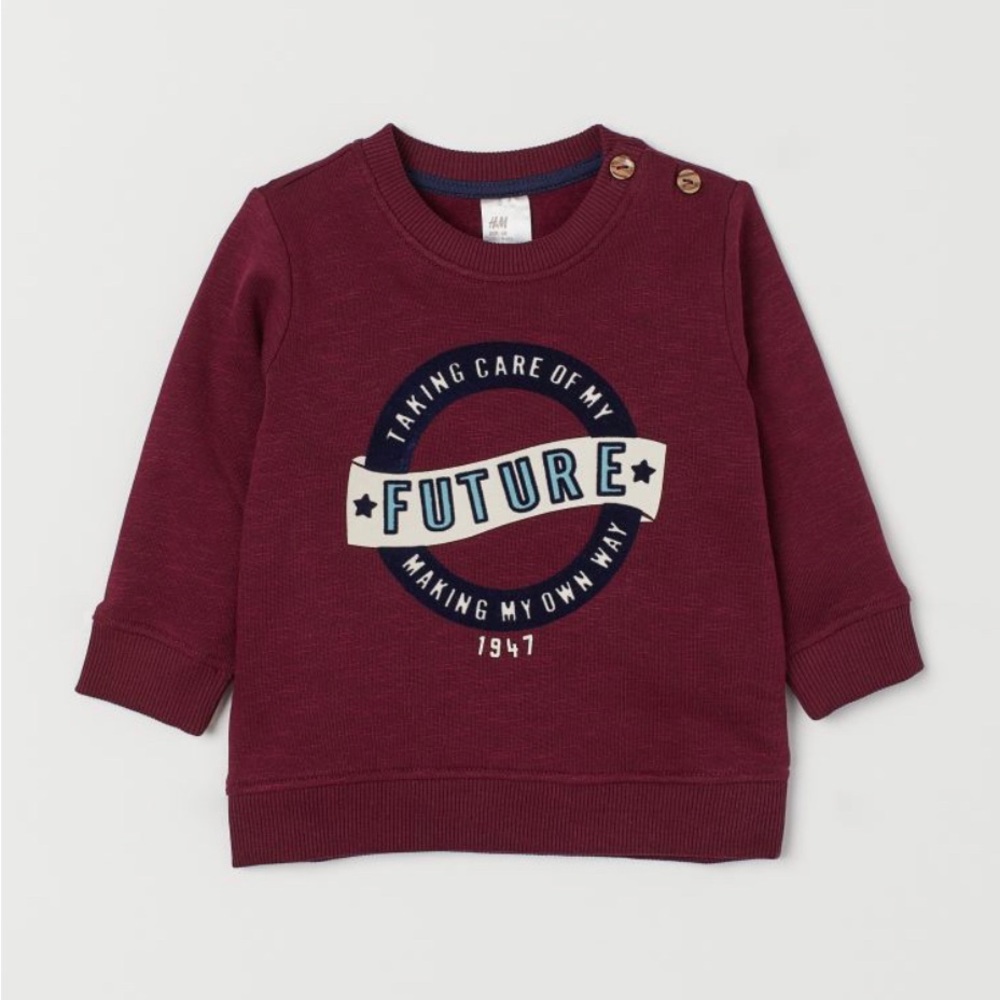 H&M | dark red burgundy “future” motif sweatshirt | size 2-4
